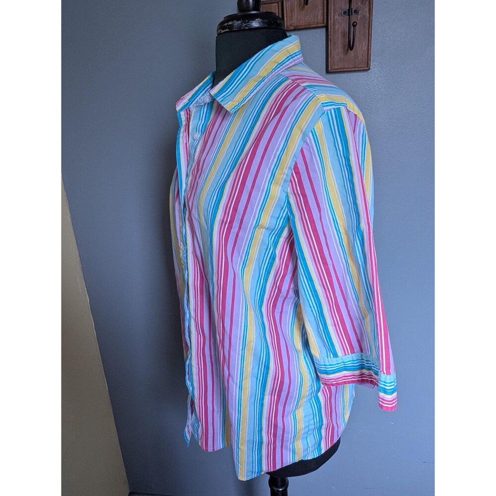 Vintage 80s Candy Stripe Blouse Size Large - Picture 2 of 13